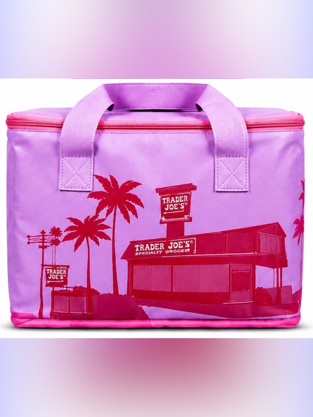 Trader Joe's mini insulated Pink & Red Reusable Tote Bag